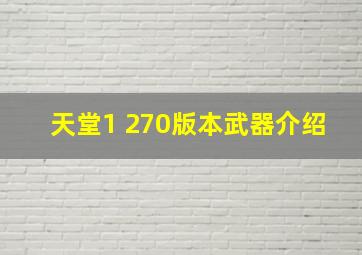 天堂1 270版本武器介绍